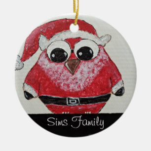 Ornamento De Cerâmica papai noel da coruja