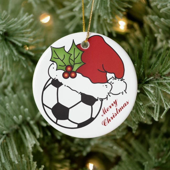 Ornamento De Cerâmica Papai noel de bola de futebol no Natal (Árvore)