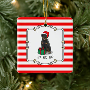 Ornamento De Cerâmica Papai Noel de Natal Que Rottweiler Cachorro Engraç