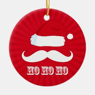 Ornamento De Cerâmica Papai noel do bigode vermelho