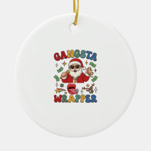 Ornamento De Cerâmica Papai Noel do Natal Wrapper Gangsta Microfone Dinh