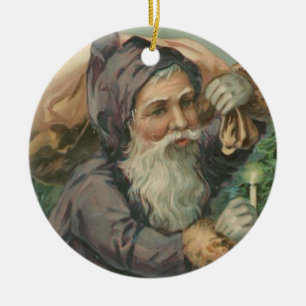 Ornamento De Cerâmica Papai noel do roxo do vintage