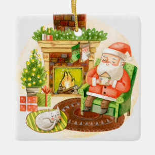 Ornamento De Cerâmica Papai Noel dormindo