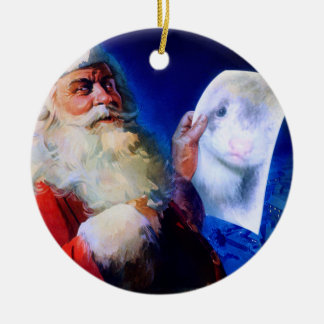 Ornamento De Cerâmica Papai noel e a doninha