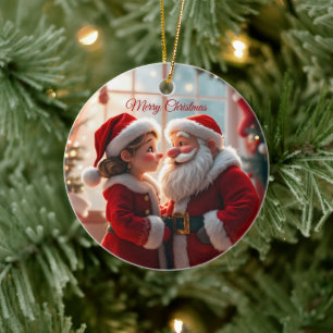 Ornamento De Cerâmica Papai Noel e a Sra. Claus celebram o Natal, divers