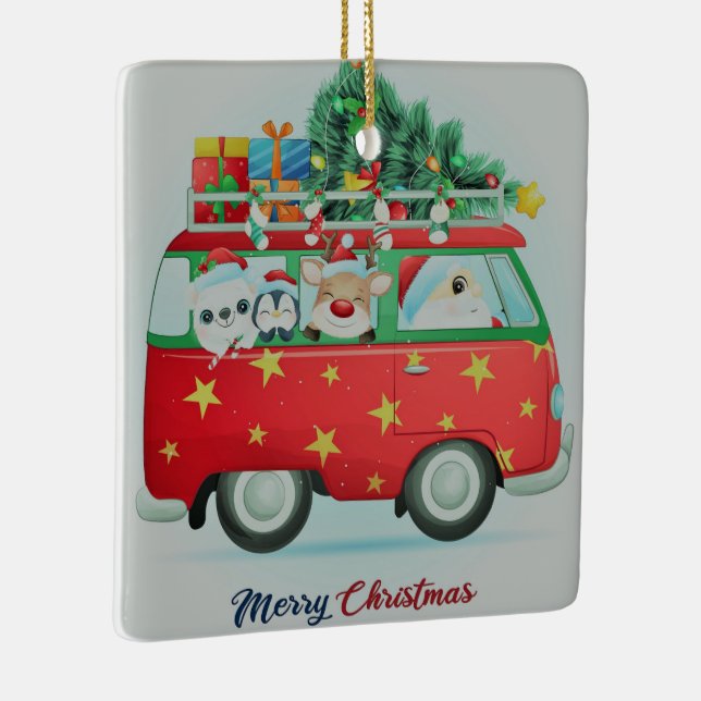 Ornamento De Cerâmica Papai Noel E Amigos (Direito )