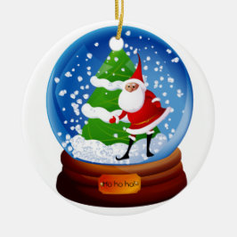 Ornamento De Cerâmica Papai Noel e árvore de Natal em globo de neve Adic