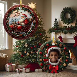Ornamento De Cerâmica Papai Noel em seu Trenó
