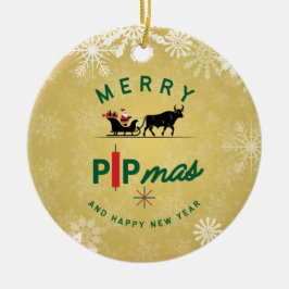 Ornamento De Cerâmica Papai Noel em um Trenó de Touro – Presente de Pipm