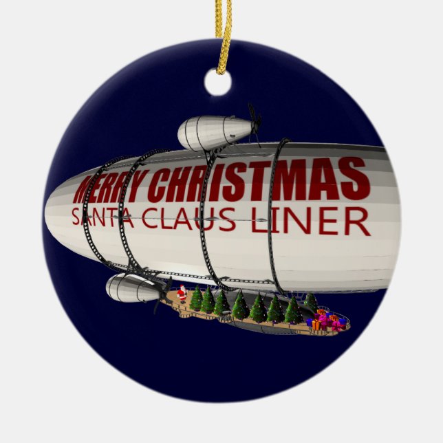 Ornamento De Cerâmica Papai Noel Em Zeppelin (Frente)