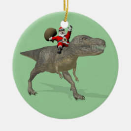 Ornamento De Cerâmica Papai Noel Está Andando Em Trex