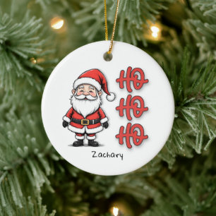 Ornamento De Cerâmica Papai Noel Festivo Custom Ho Ho Ho Natal
