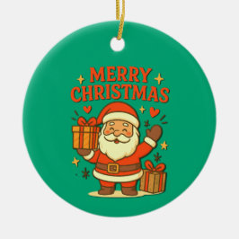 Ornamento De Cerâmica Papai Noel Fofo Arte de Natal – Feliz Natal