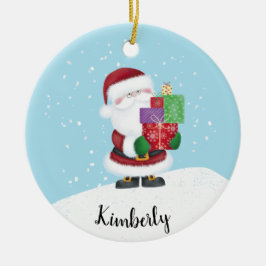 Ornamento De Cerâmica Papai Noel Fofo com Nome