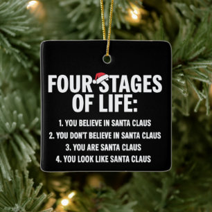 Ornamento De Cerâmica Papai Noel Humor Meme Quatro Estágios da Vida Nata
