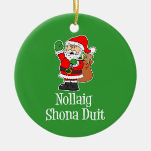 Ornamento De Cerâmica Papai noel irlandês do Natal de Nollaig Shona Dui