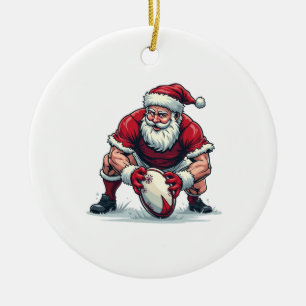 Ornamento De Cerâmica Papai Noel Jogando Futebol Fantasia Jogador de Nat