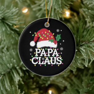 Ornamento De Cerâmica Papai Noel Luzes de Natal Família de Pijama Combin