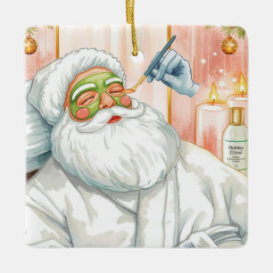 Ornamento De Cerâmica Papai Noel na Banheira de Hidromassagem tema Natal