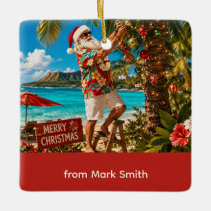 Ornamento De Cerâmica Papai Noel Natal na praia