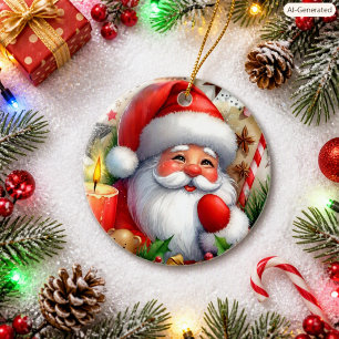 Ornamento De Cerâmica Papai Noel no Estilo de Férias Natalino Personaliz