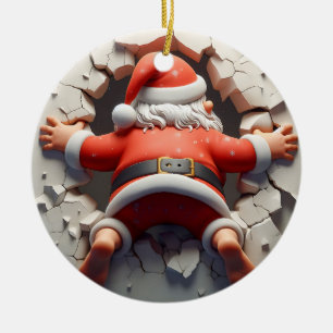 Ornamento De Cerâmica Papai Noel olhando Papais noeis Cam