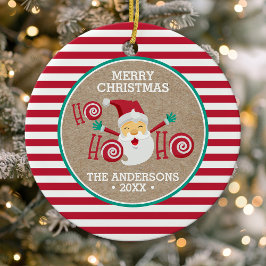 Ornamento De Cerâmica Papai Noel Peppermint Natal Personalizado