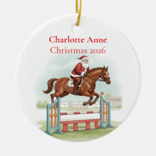 Ornamento De Cerâmica Papai Noel Personalizado Cavalo de Saltos