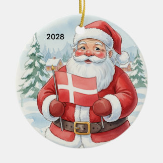 Ornamento De Cerâmica Papai Noel personalizado com a bandeira da Dinamar