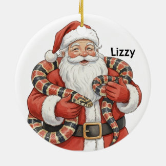 Ornamento De Cerâmica Papai Noel personalizado com cobra de leite