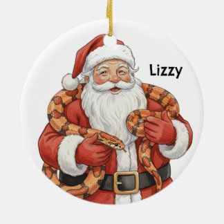 Ornamento De Cerâmica Papai Noel personalizado com cobra de milho