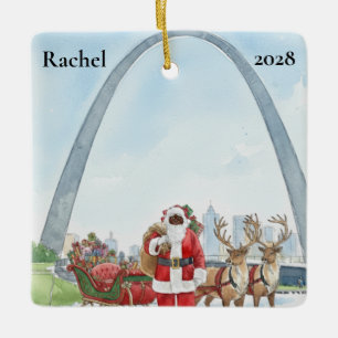 Ornamento De Cerâmica Papai Noel Personalizado de St Louis