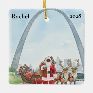 Ornamento De Cerâmica Papai Noel Personalizado de St Louis