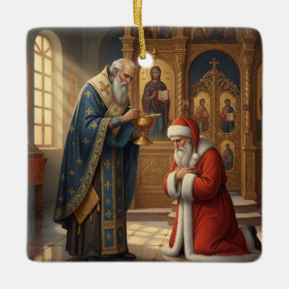Ornamento De Cerâmica Papai Noel personalizado em uma Igreja Ortodoxa Or