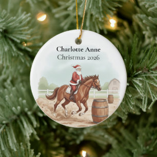 Ornamento De Cerâmica Papai Noel Personalizado Pulando Barril