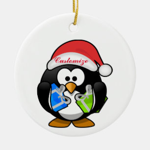 Ornamento De Cerâmica Papai Noel Pinguim Thunder_Cove