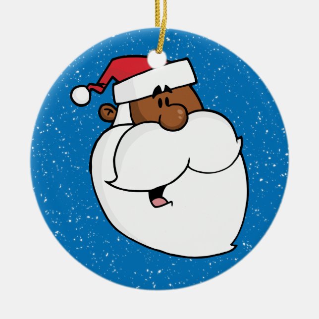 Ornamento De Cerâmica Papai Noel preto (Frente)