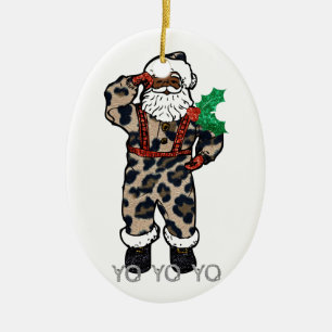 Ornamento De Cerâmica papai noel preto do yo