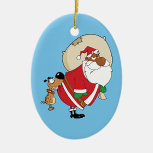 Ornamento De Cerâmica Papai noel preto mau das mordidas de cão no bumbu