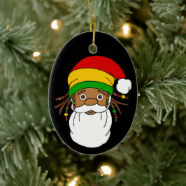 Ornamento De Cerâmica Papai Noel Rasta Natal