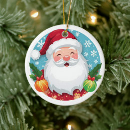 Ornamento De Cerâmica Papai Noel Risonho Natal Fofo