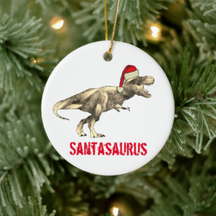 Ornamento De Cerâmica Papai Noel Saurus Dinossauro de Natal Assustador T