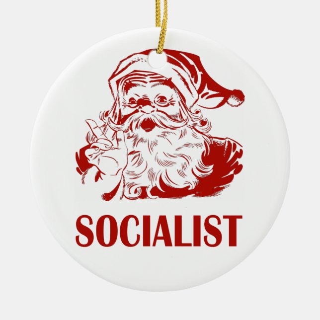 Ornamento De Cerâmica Papai Noel - socialista (Frente)