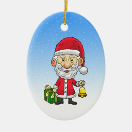 Ornamento De Cerâmica Papai Noel toca o sino na véspera de Natal