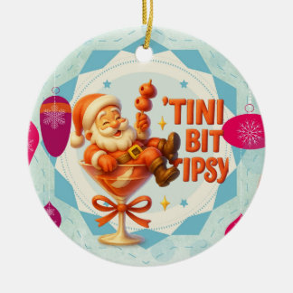 Ornamento De Cerâmica Papai Noel um pouco embriagado