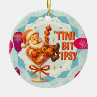 Ornamento De Cerâmica Papai Noel um pouco embriagado