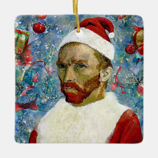Ornamento De Cerâmica Papai Noel, Van Gogh (Frente)