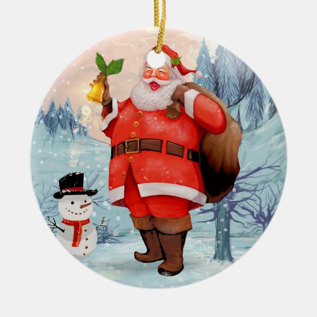 Ornamento De Cerâmica Papais noeis (Frente)