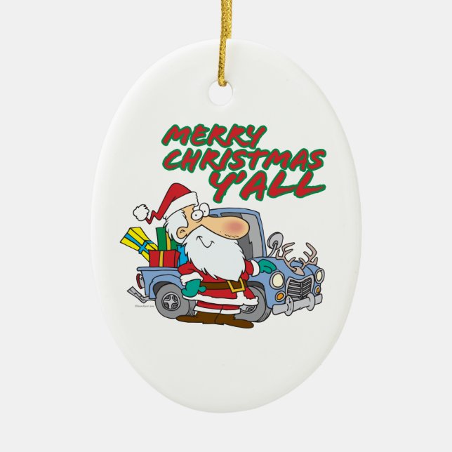 Ornamento De Cerâmica papais noeis alegres de natal yall redneck (Frente)