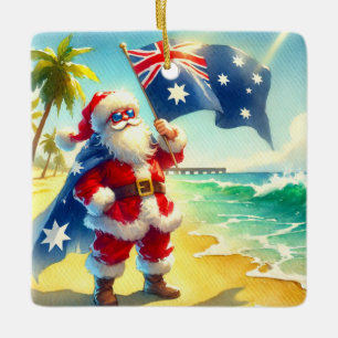 Ornamento De Cerâmica Papais noeis australianos personalizados no Natal